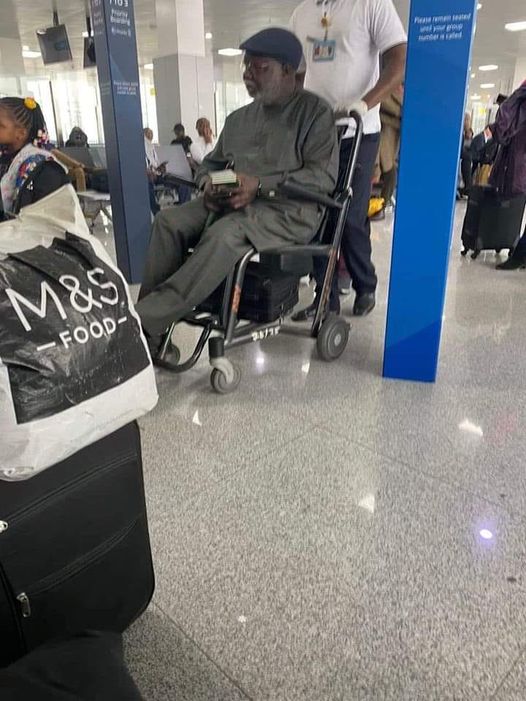 Presiding Judge of Supreme Court, CJN Ariwoola, that would determine outcome of Peter Obi's Petition "disguises on wheelchair in London hotel for secret meeting with Bola Tinubu"