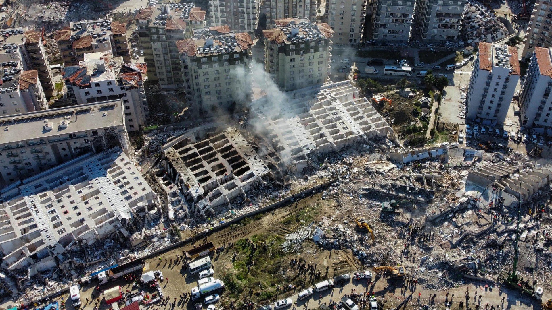 wreckage of the building in southern Turkey after last week's devastating earthquakes